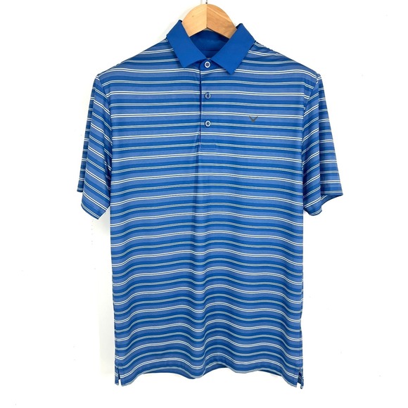 Callaway Opti-Dri Golf Polo Shirt Mens Size S Blue White Striped SS Performance - Picture 1 of 9